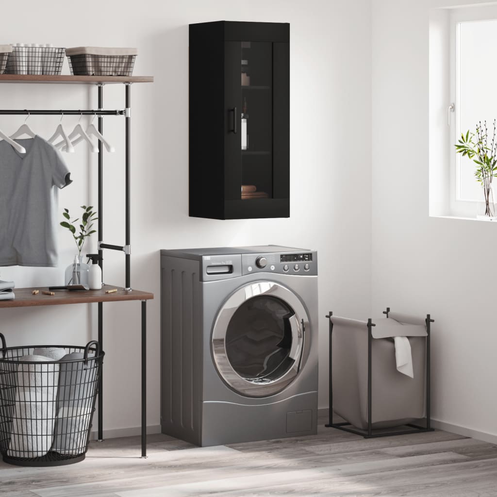 Berkfield Wall Mounted Cabinet Black 34.5x34x90 cm