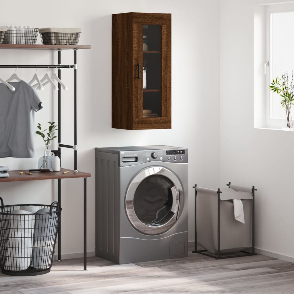 Berkfield Wall Mounted Cabinet Brown Oak 34.5x34x90 cm