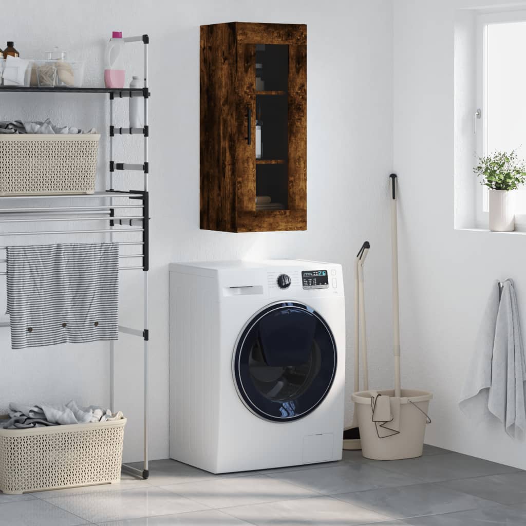 Berkfield Wall Mounted Cabinet Smoked Oak 34.5x34x90 cm