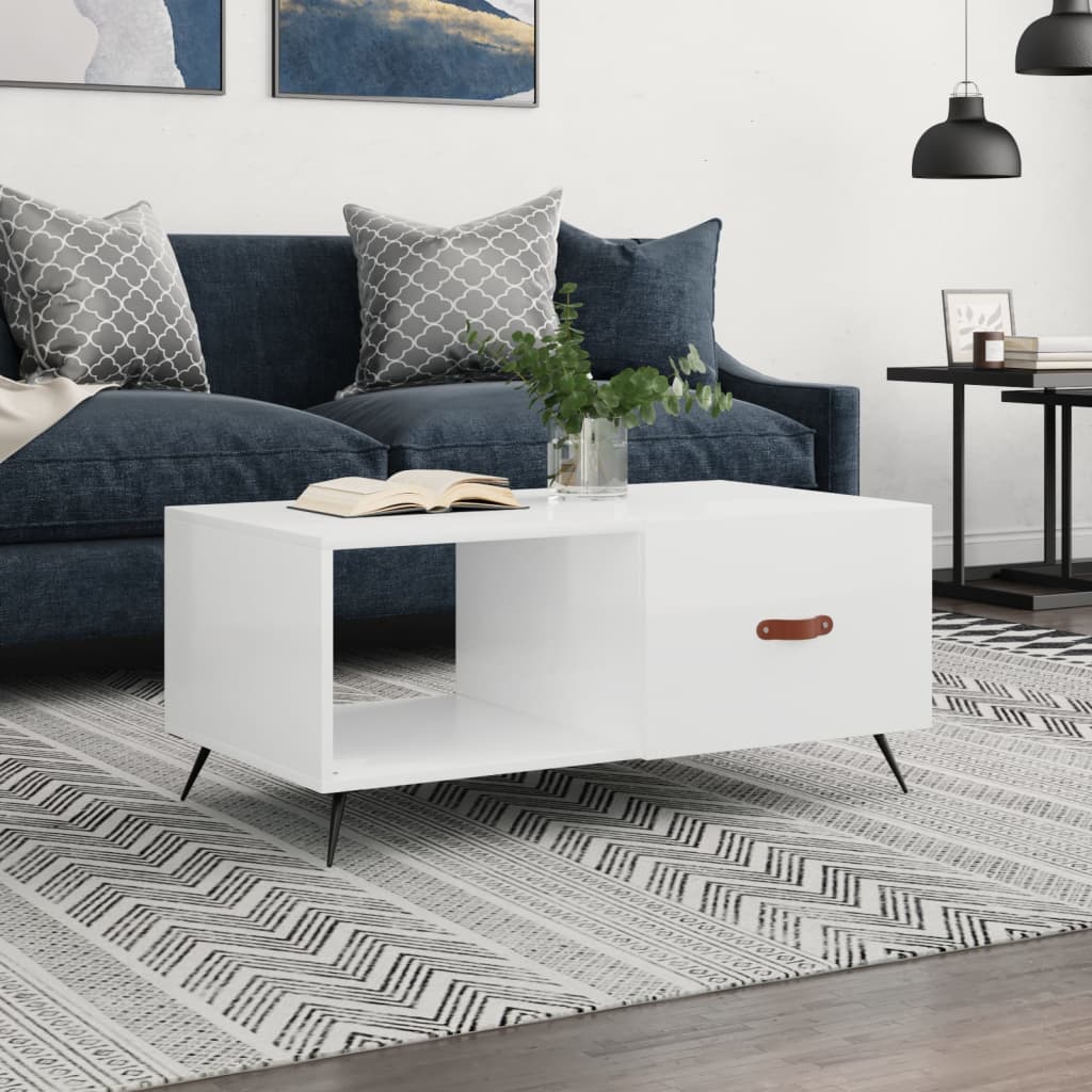 Berkfield Coffee Table High Gloss White 90x50x40 cm Engineered Wood