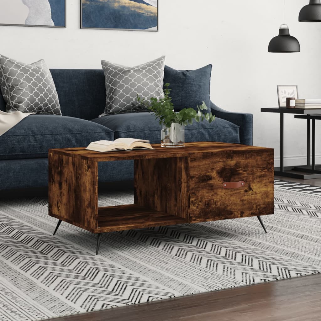 Berkfield Coffee Table Smoked Oak 90x50x40 cm Engineered Wood
