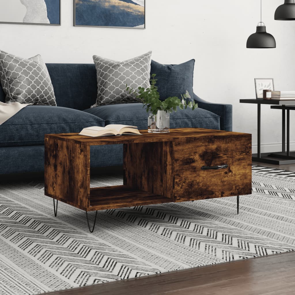 Berkfield Coffee Table Smoked Oak 90x50x40 cm Engineered Wood