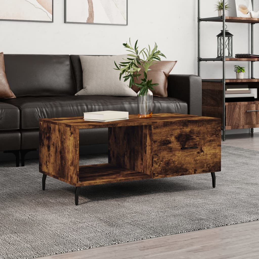 Berkfield Coffee Table Smoked Oak 90x50x40 cm Engineered Wood