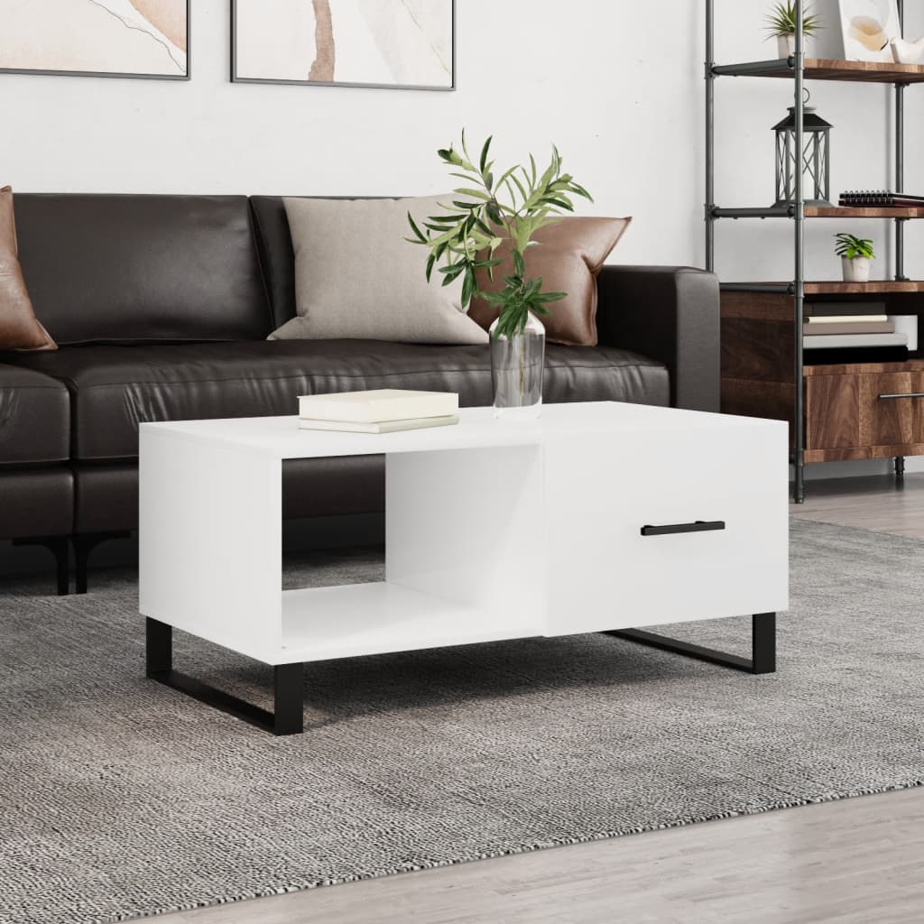 Berkfield Coffee Table High Gloss White 90x50x40 cm Engineered Wood