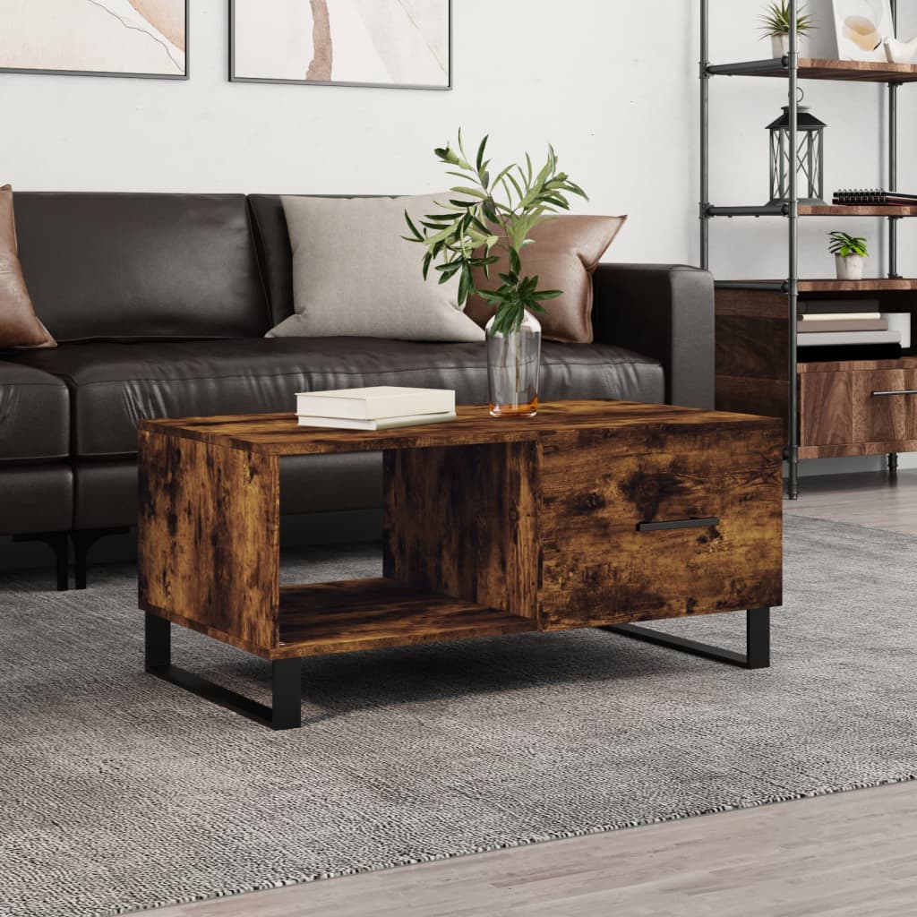 Berkfield Coffee Table Smoked Oak 90x50x40 cm Engineered Wood