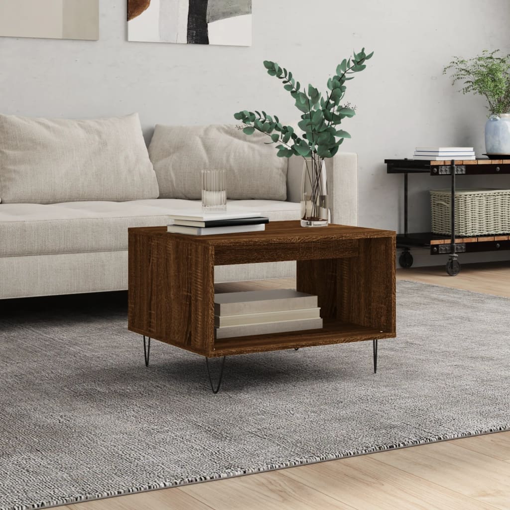 Berkfield Coffee Table Brown Oak 60x50x40 cm Engineered Wood