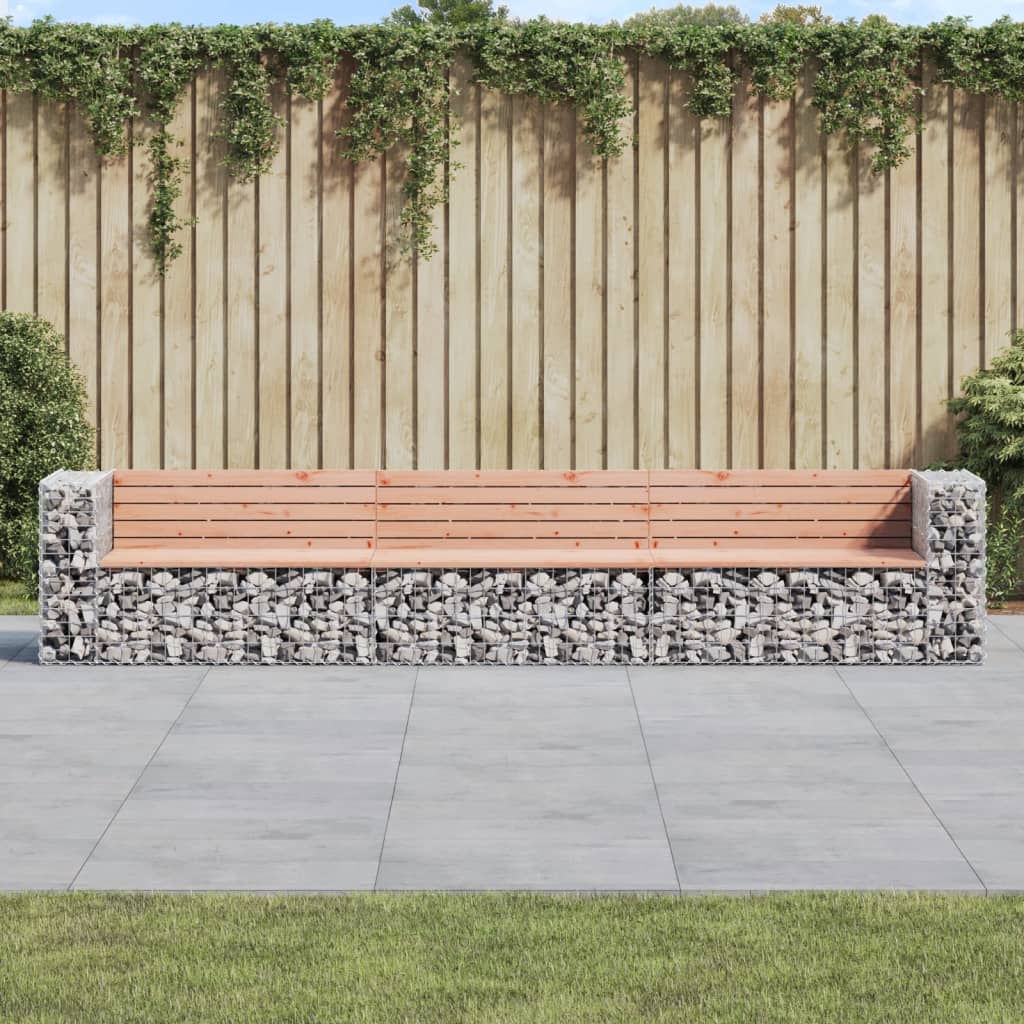 Berkfield Garden Bench Gabion Design 347x71x65.5 cm Solid Wood Douglas