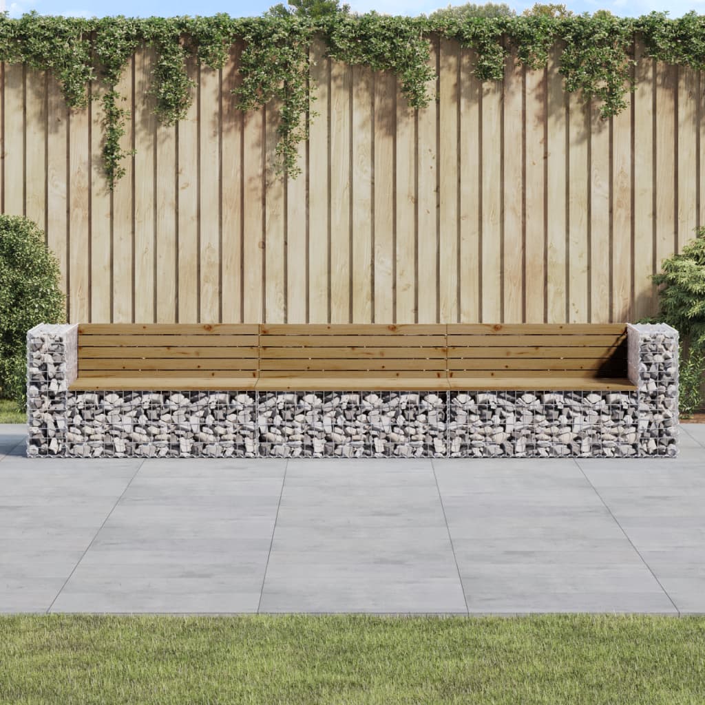 Berkfield Garden Bench Gabion Design 347x71x65.5 cm Impregnated Wood Pine