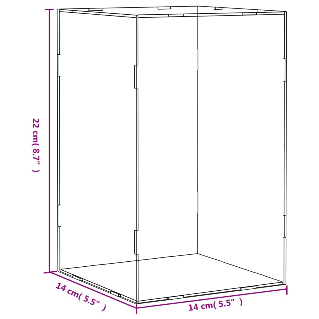 Berkfield Display Box Transparent 14x14x22 cm Acrylic