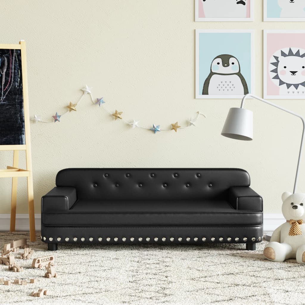 Berkfield Kids Sofa Black 90x53x30 cm Faux Leather