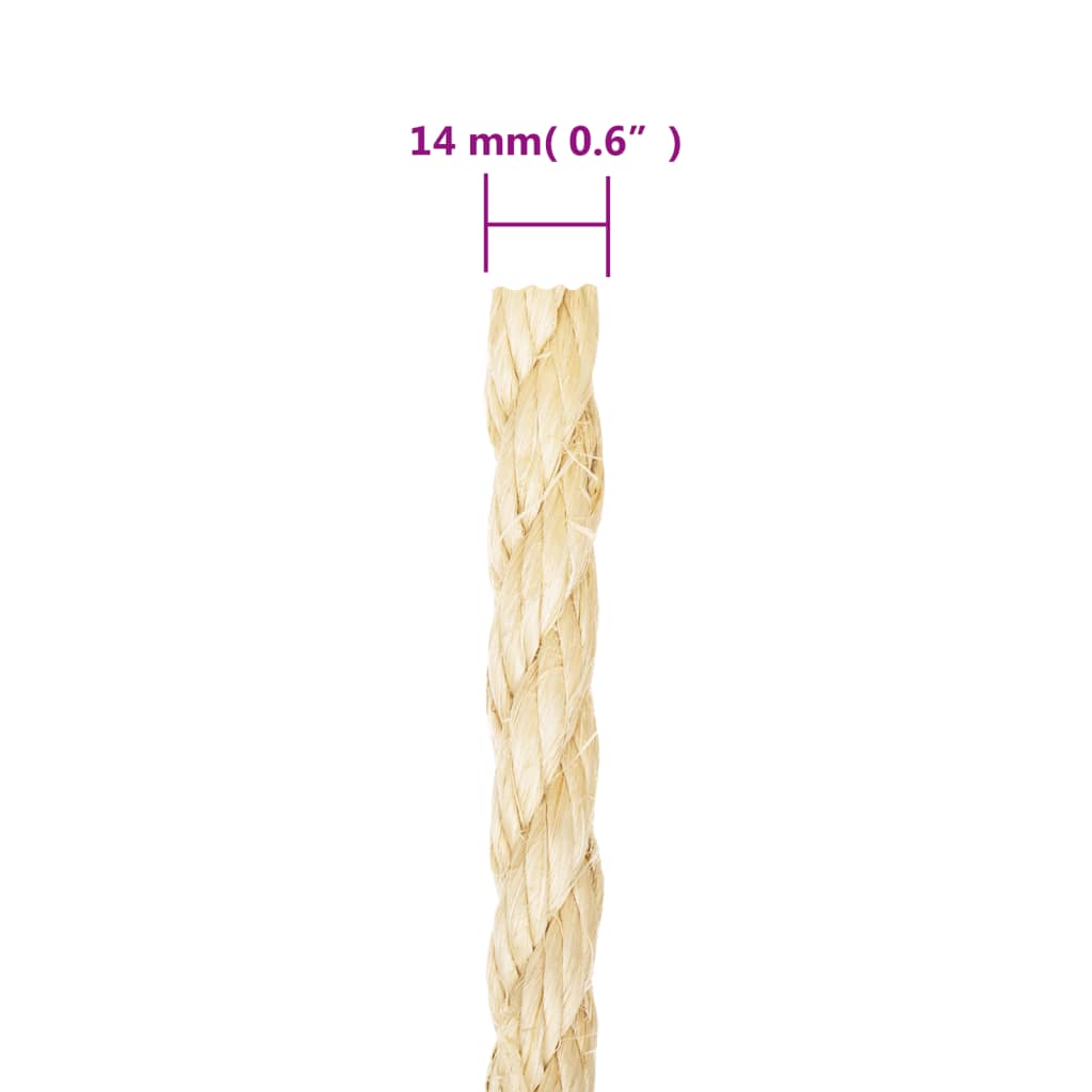 Berkfield Rope 100% Sisal 14 mm 25 m