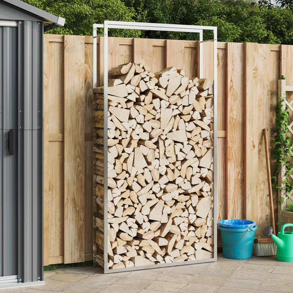 Berkfield Firewood Rack 110x28x214 cm Stainless Steel