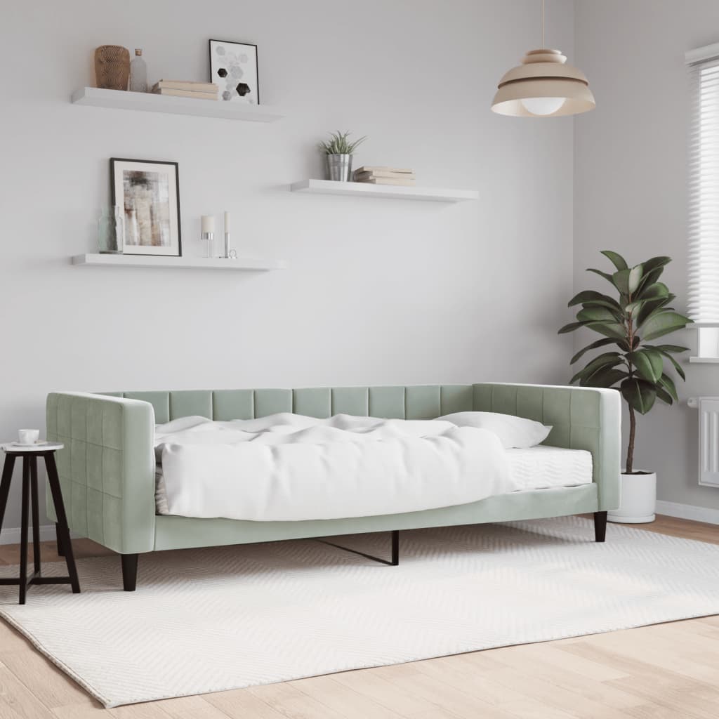 Berkfield Daybed with Mattress Light Grey 90x190 cm Velvet