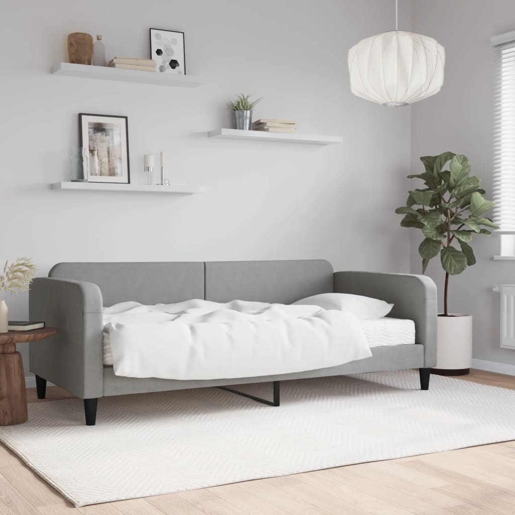 Berkfield Daybed with Mattress Light Grey 90x190 cm Fabric
