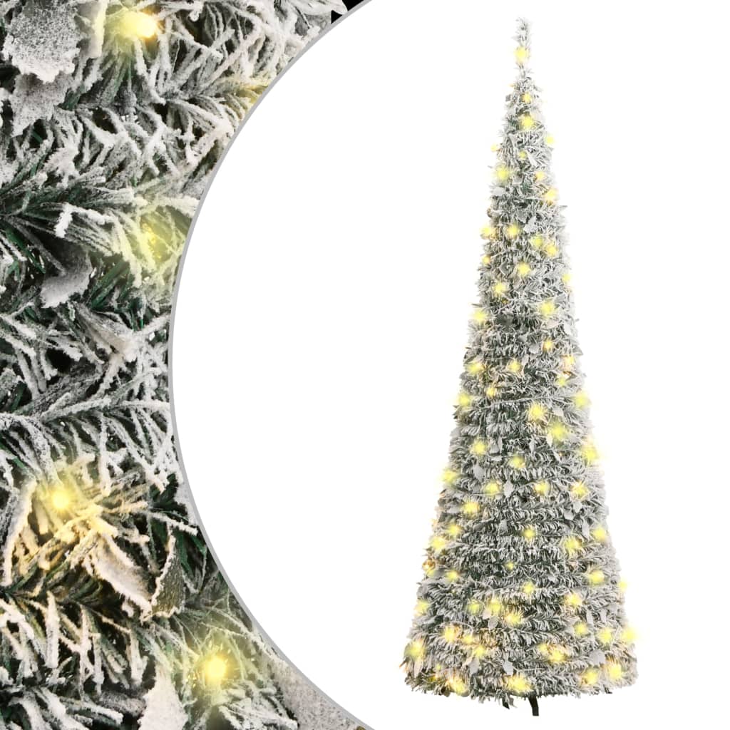 Berkfield Artificial Christmas Tree Pop-up Flocked Snow 150 LEDs 180 cm