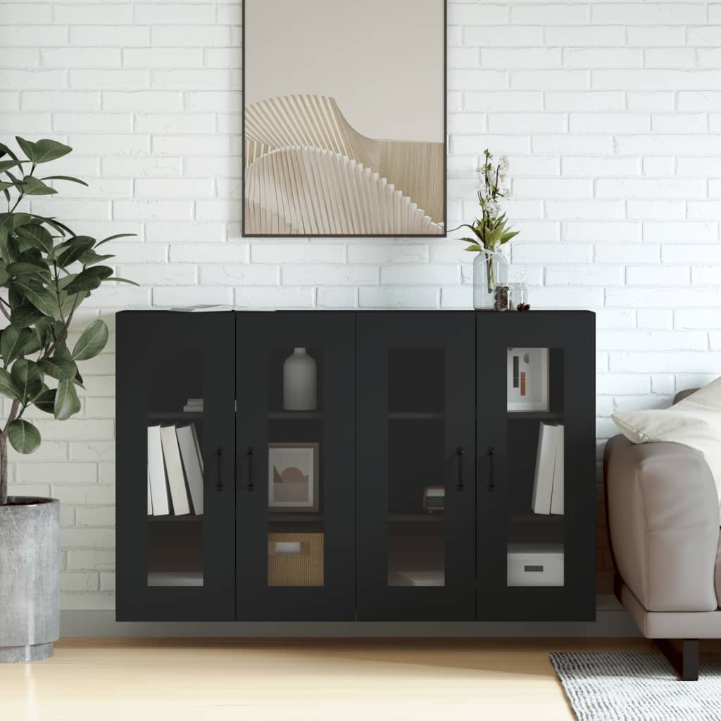 Berkfield Wall Mounted Cabinets 2 pcs Black Engineered Wood