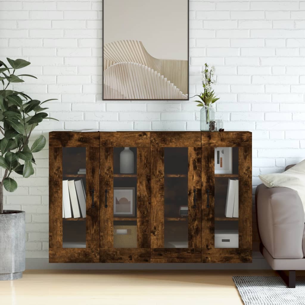 Berkfield Wall Mounted Cabinets 2 pcs Smoked Oak Engineered Wood