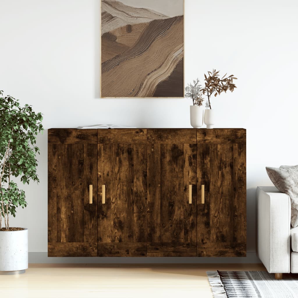 Berkfield Wall Mounted Cabinets 2 pcs Smoked Oak Engineered Wood