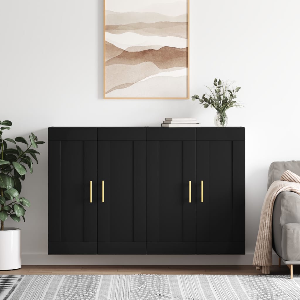 Berkfield Wall Mounted Cabinets 2 pcs Black Engineered Wood