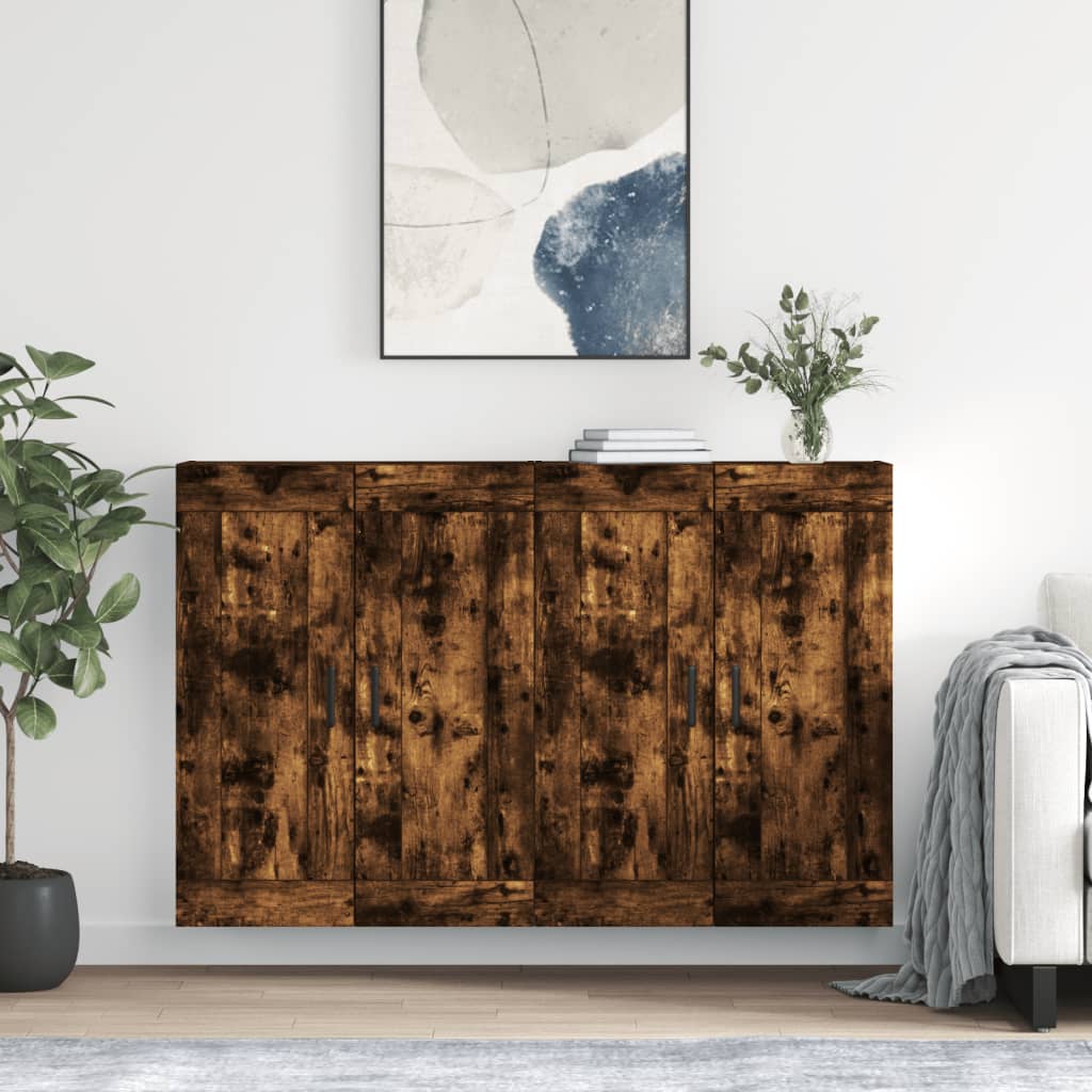 Berkfield Wall Mounted Cabinets 2 pcs Smoked Oak Engineered Wood