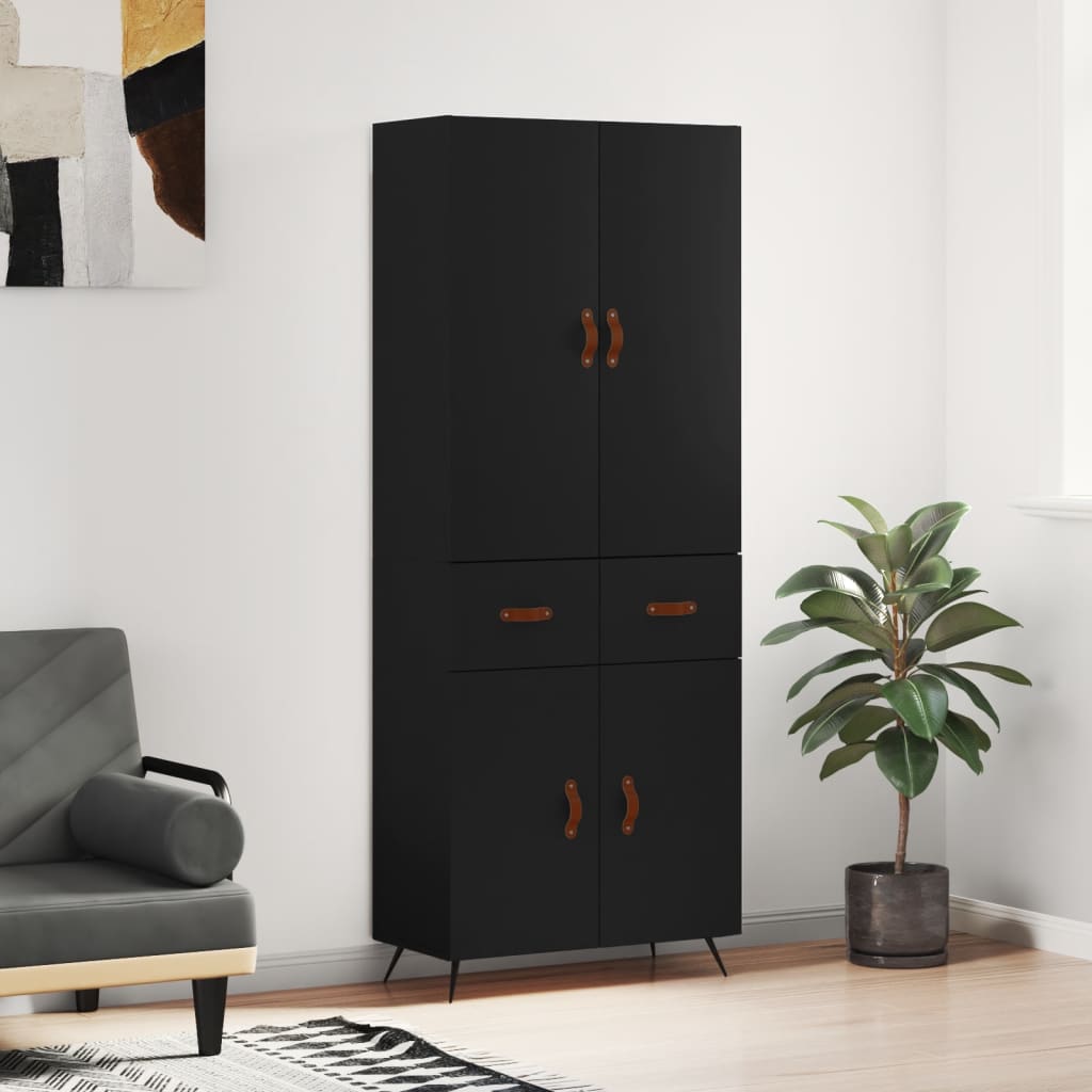 Berkfield Highboard Black 69.5x34x180 cm Engineered Wood