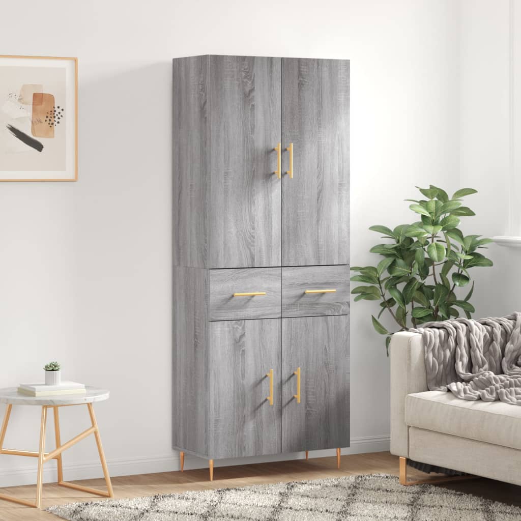Berkfield Highboard Grey Sonoma 69.5x34x180 cm Engineered Wood