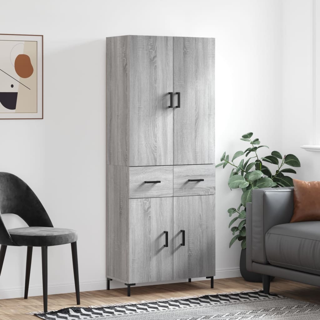 Berkfield Highboard Grey Sonoma 69.5x34x180 cm Engineered Wood