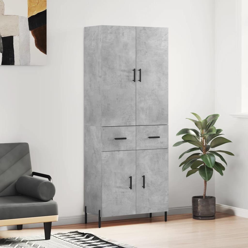 Berkfield Highboard Concrete Grey 69.5x34x180 cm Engineered Wood