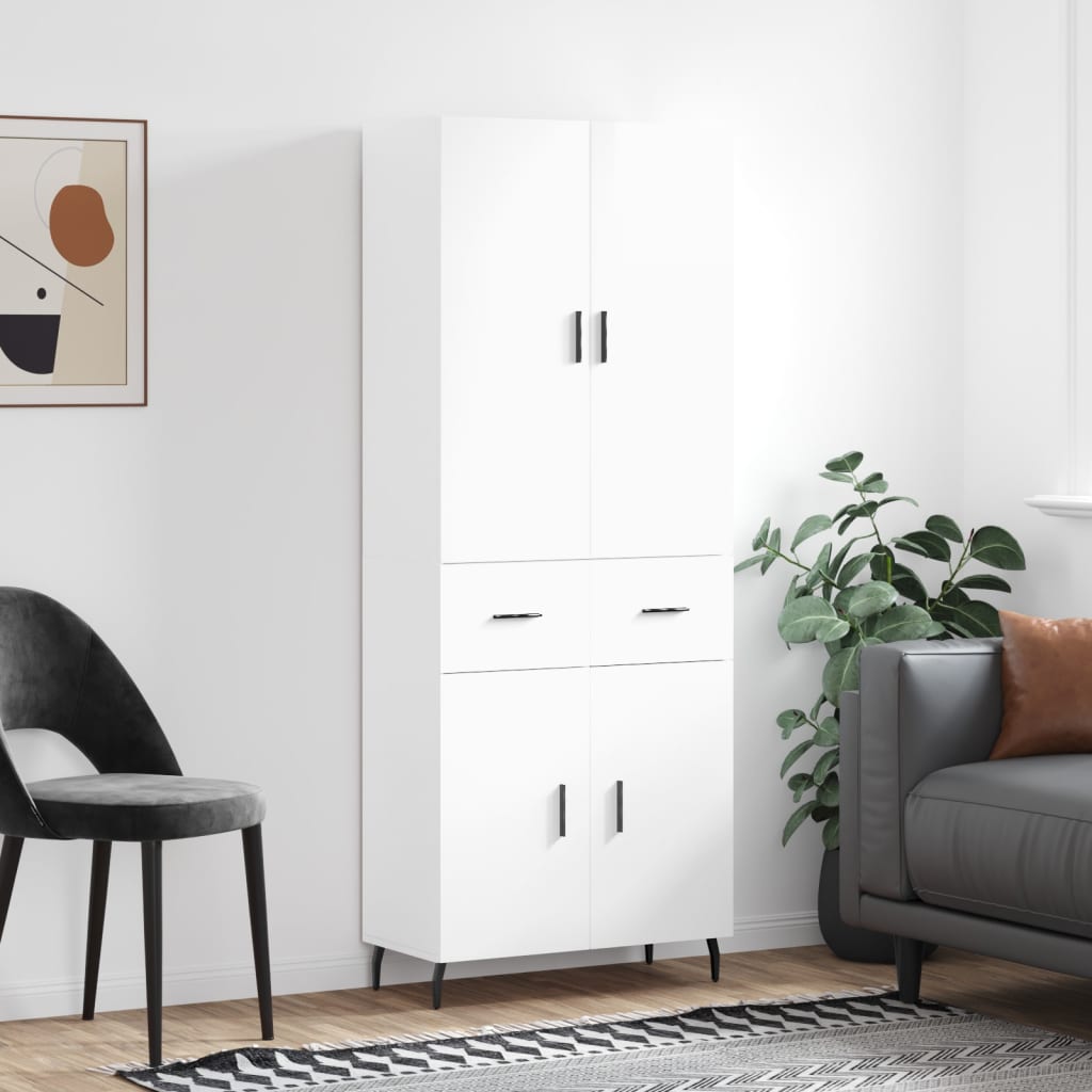 Berkfield Highboard High Gloss White 69.5x34x180 cm Engineered Wood