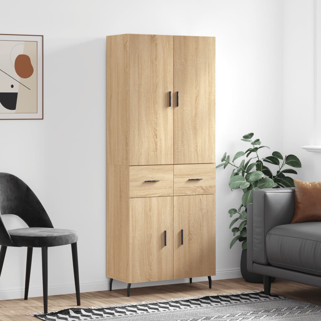 Berkfield Highboard Sonoma Oak 69.5x34x180 cm Engineered Wood
