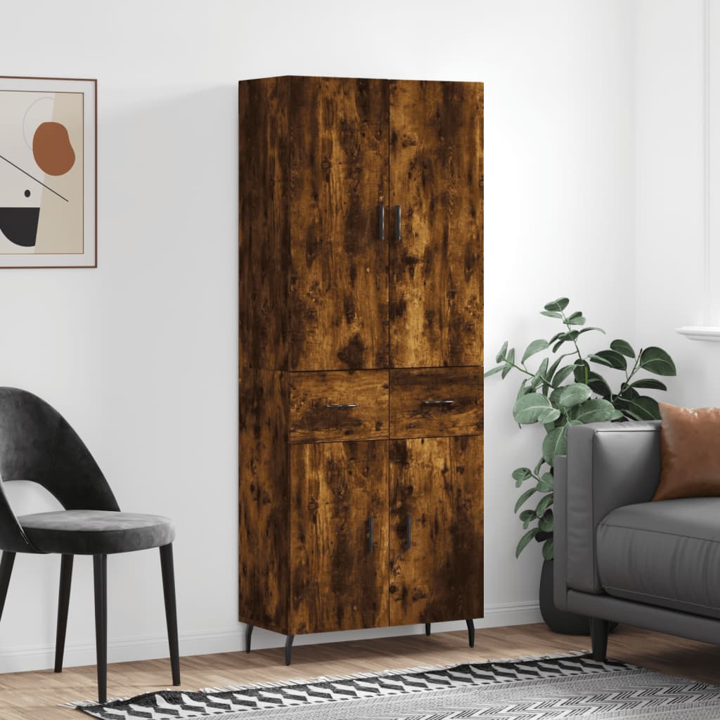 Berkfield Highboard Smoked Oak 69.5x34x180 cm Engineered Wood