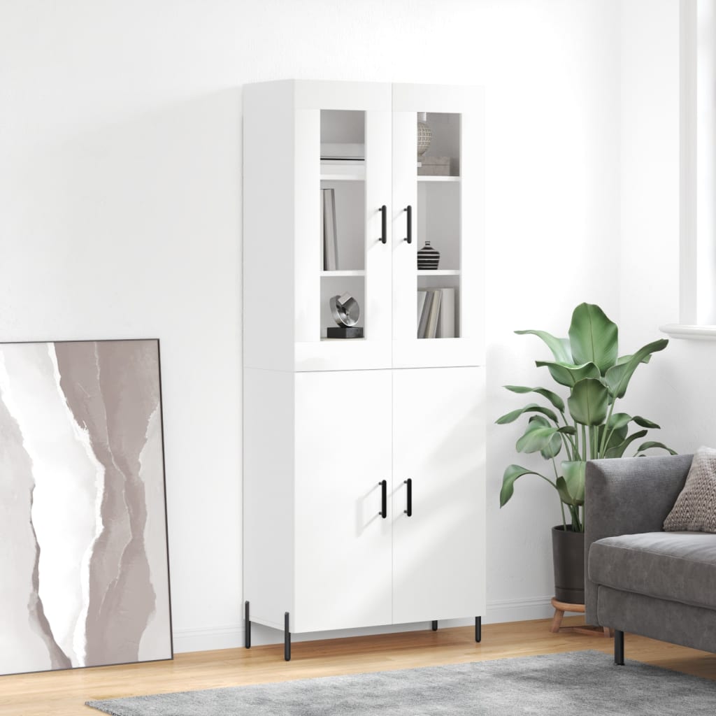 Berkfield Highboard High Gloss White 69.5x34x180 cm Engineered Wood