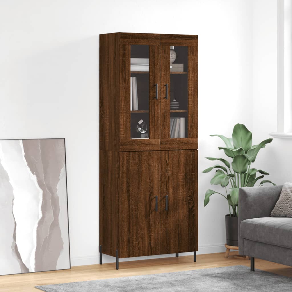 Berkfield Highboard Brown Oak 69.5x34x180 cm Engineered Wood