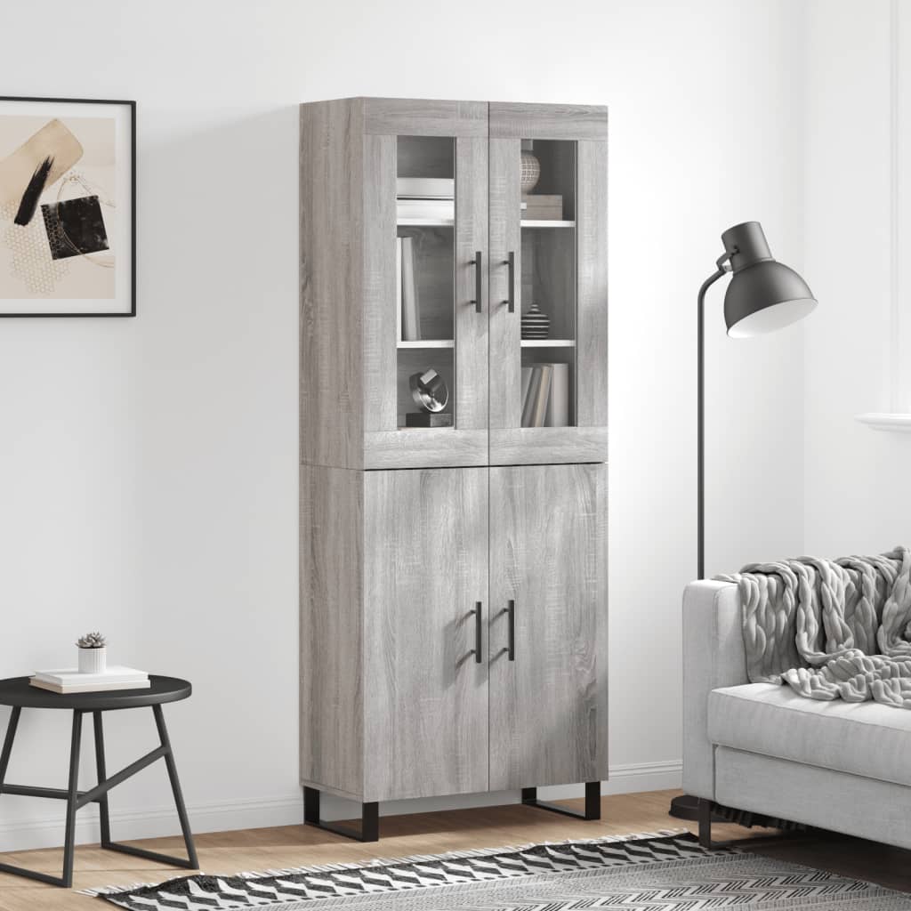 Berkfield Highboard Grey Sonoma 69.5x34x180 cm Engineered Wood