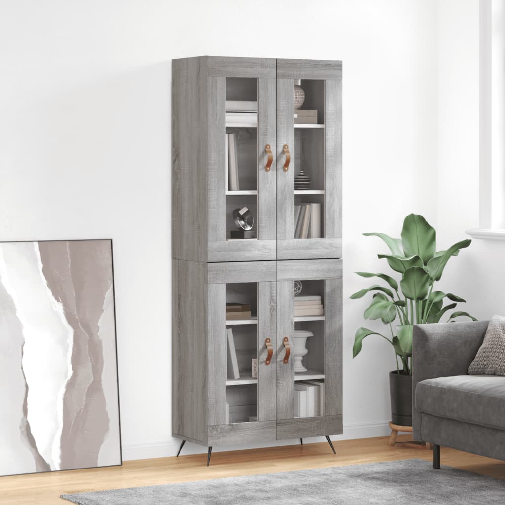 Berkfield Highboard Grey Sonoma 69.5x34x180 cm Engineered Wood