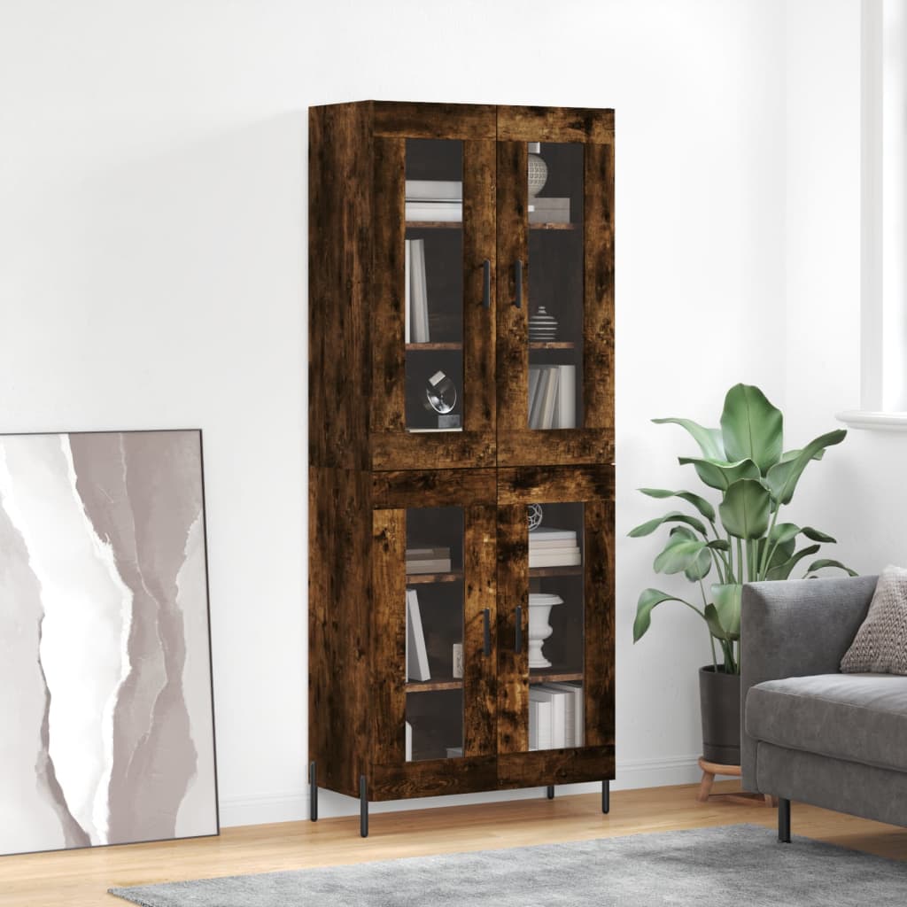 Berkfield Highboard Smoked Oak 69.5x34x180 cm Engineered Wood