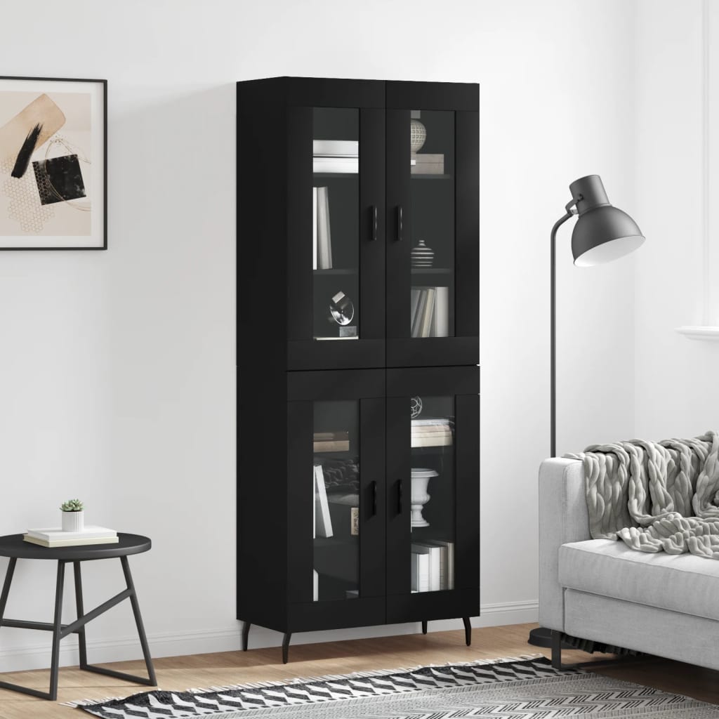 Berkfield Highboard Black 69.5x34x180 cm Engineered Wood