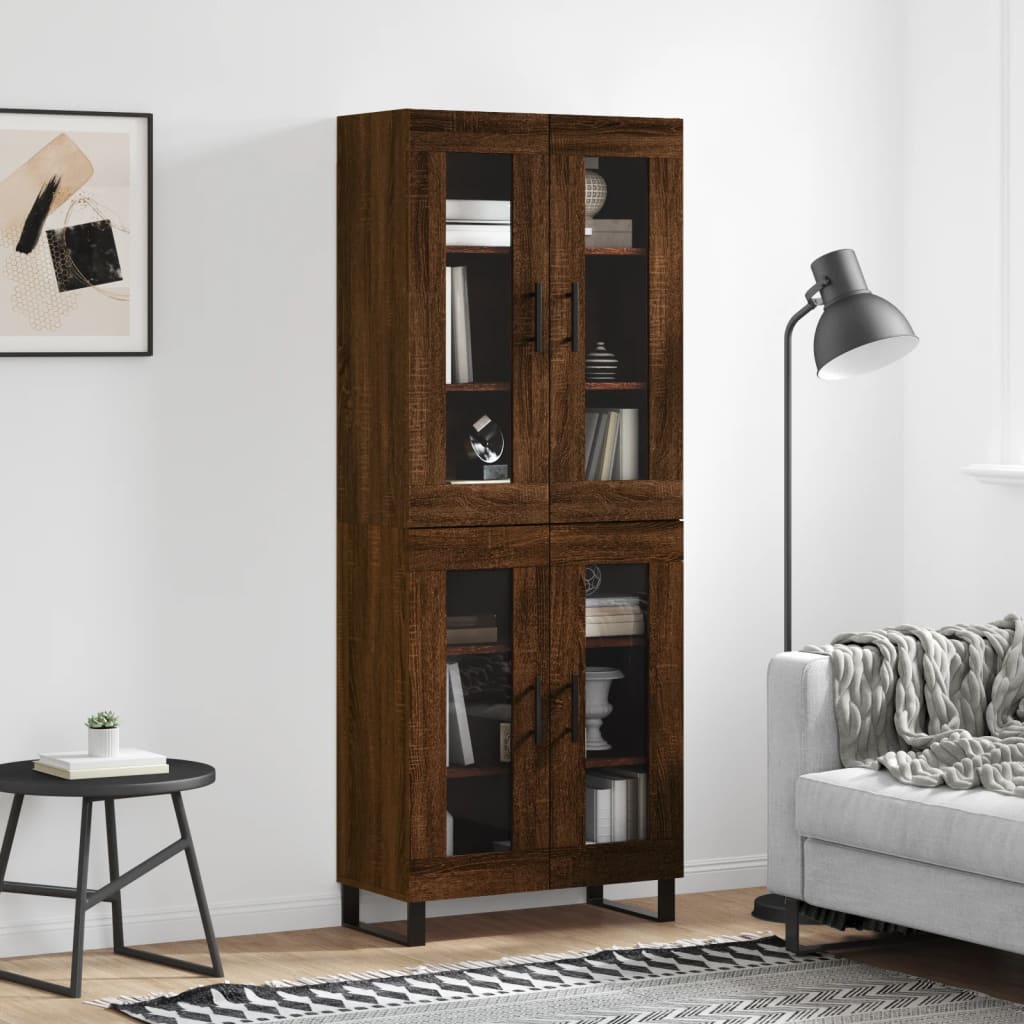 Berkfield Highboard Brown Oak 69.5x34x180 cm Engineered Wood