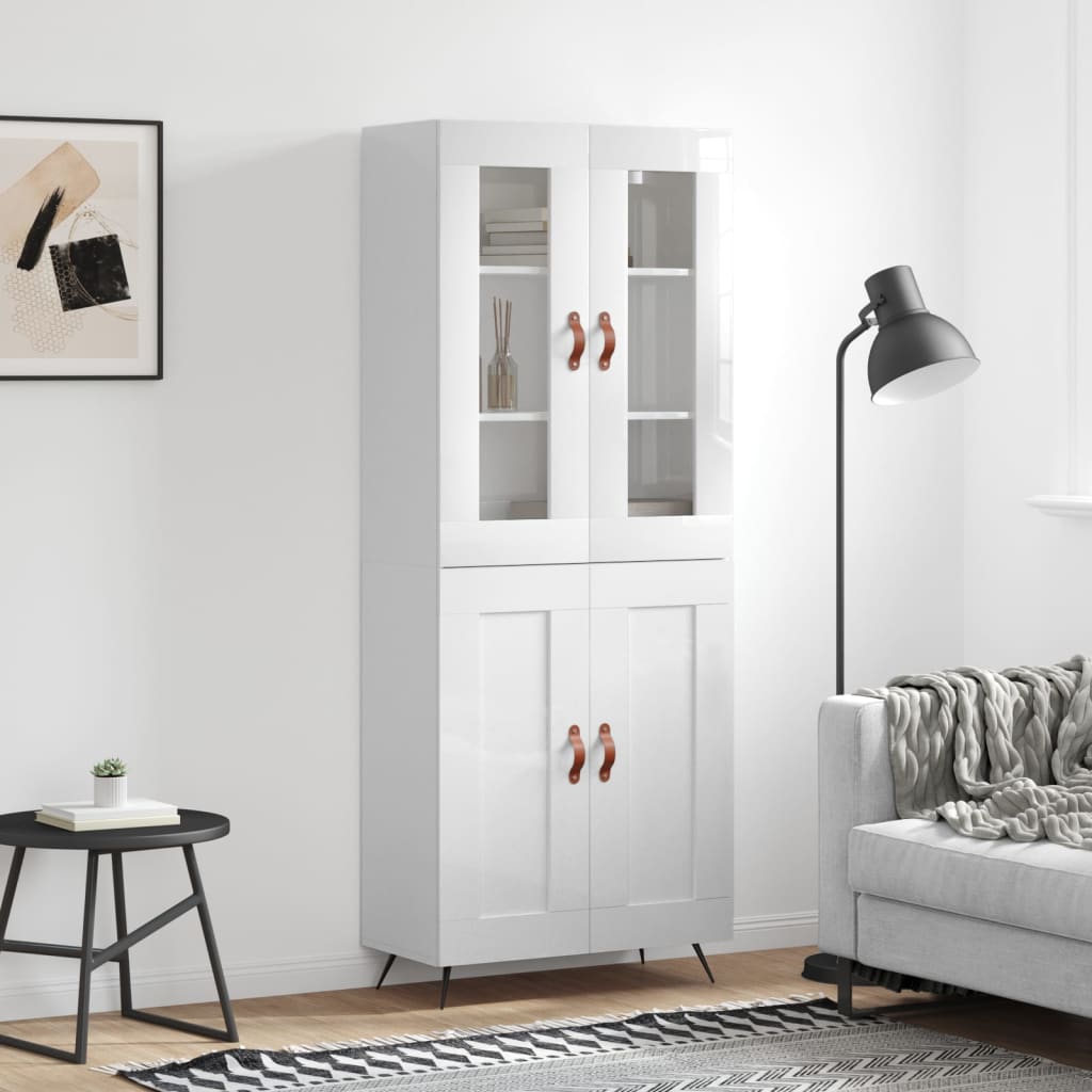 Berkfield Highboard High Gloss White 69.5x34x180 cm Engineered Wood