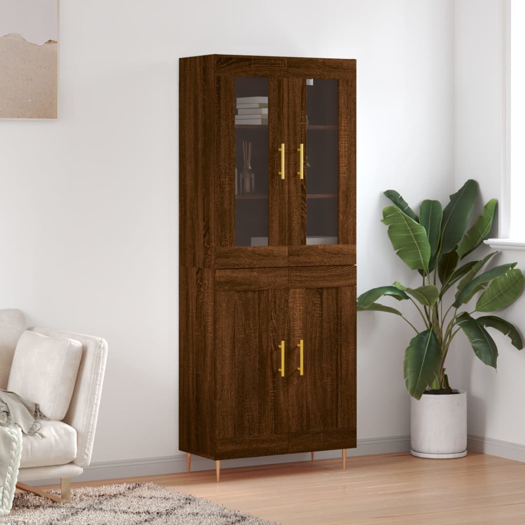 Berkfield Highboard Brown Oak 69.5x34x180 cm Engineered Wood