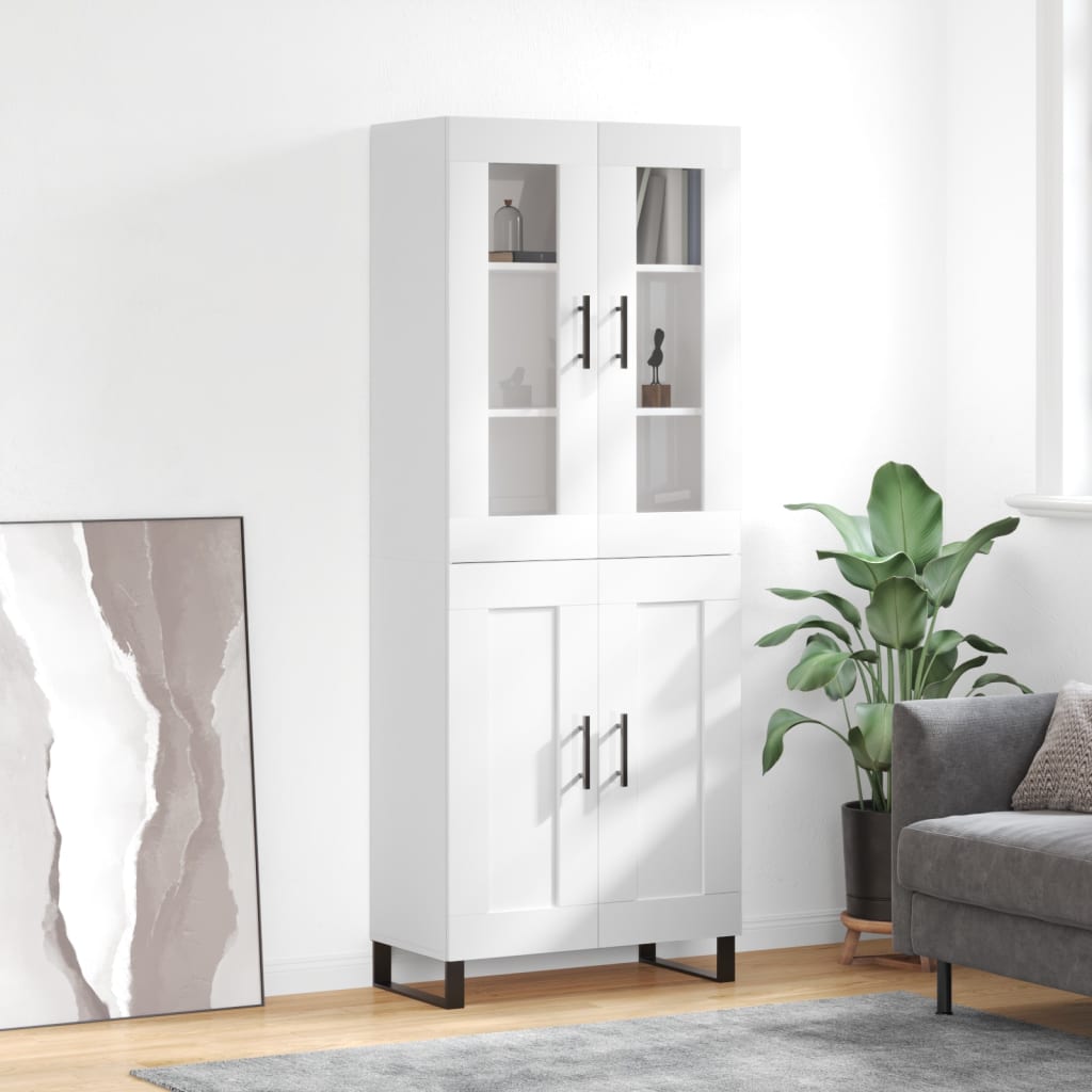 Berkfield Highboard High Gloss White 69.5x34x180 cm Engineered Wood