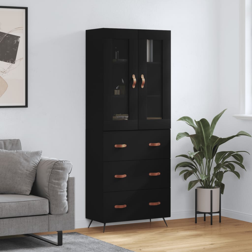Berkfield Highboard Black 69.5x34x180 cm Engineered Wood