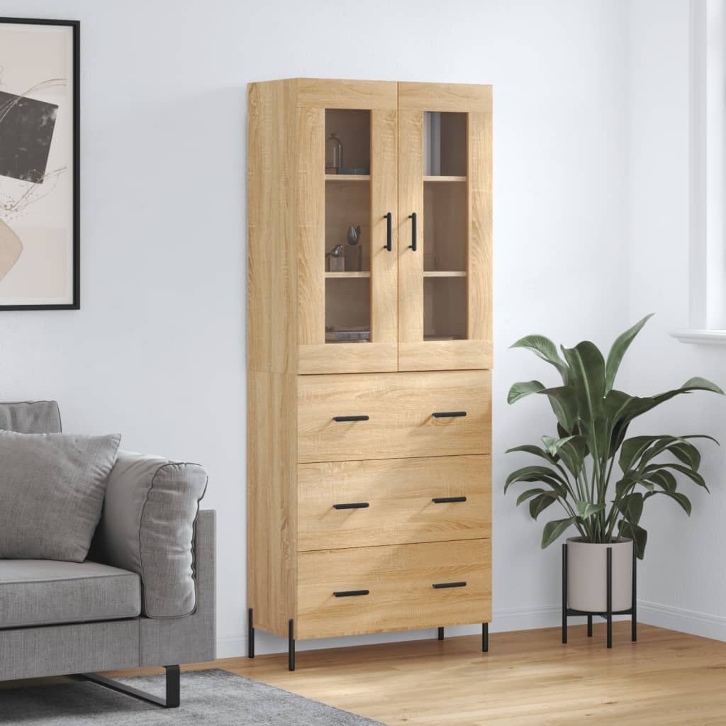 Berkfield Highboard Sonoma Oak 69.5x34x180 cm Engineered Wood