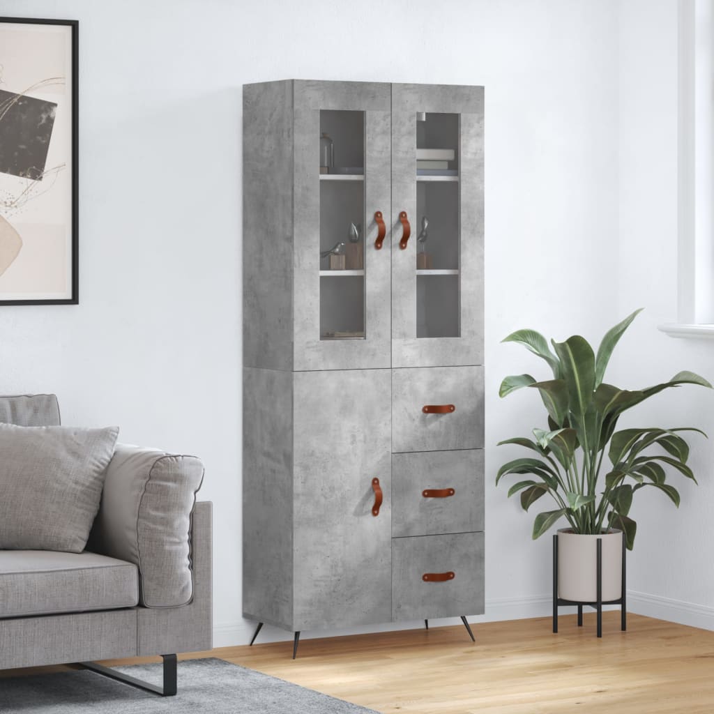 Berkfield Highboard Concrete Grey 69.5x34x180 cm Engineered Wood