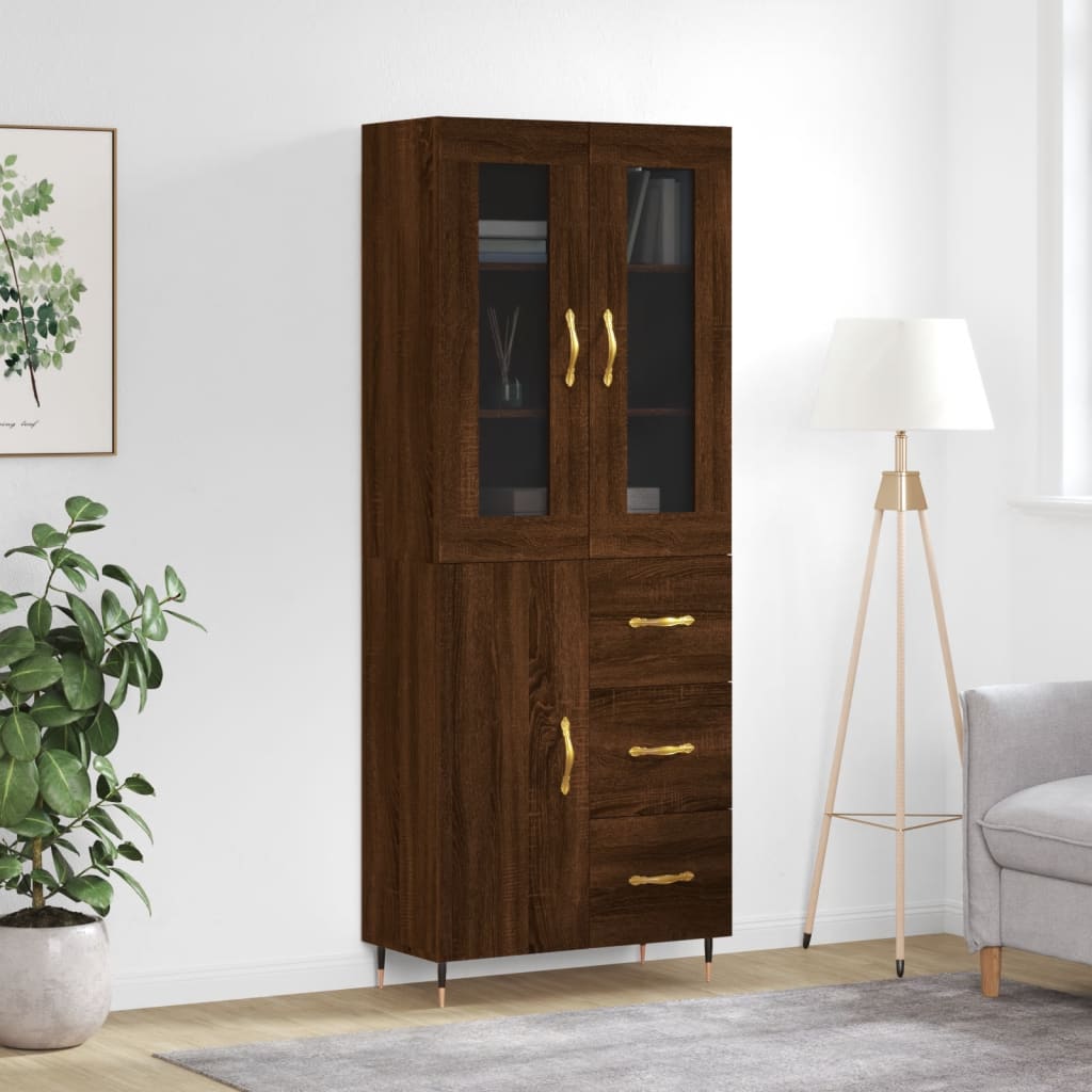 Berkfield Highboard Brown Oak 69.5x34x180 cm Engineered Wood