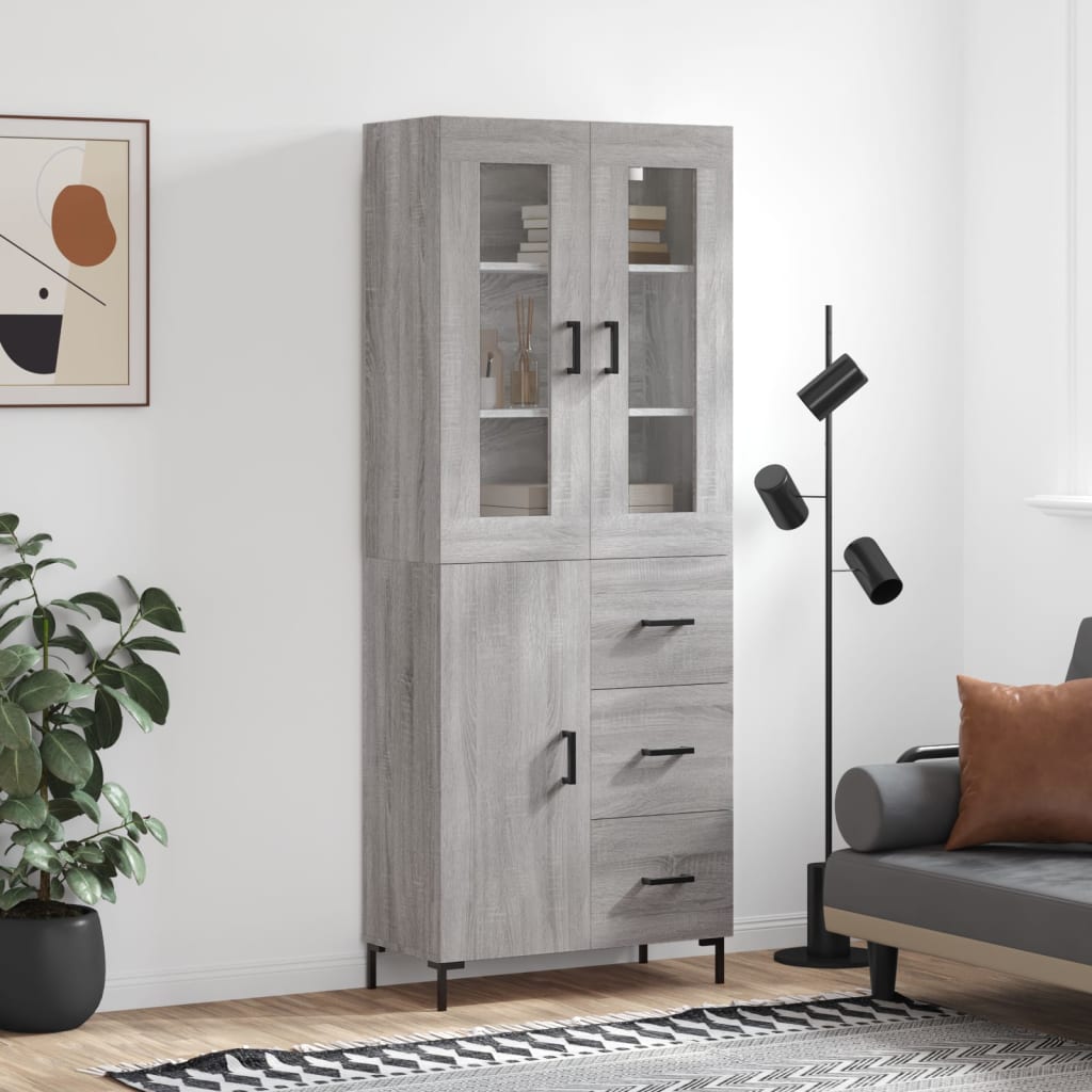Berkfield Highboard Grey Sonoma 69.5x34x180 cm Engineered Wood