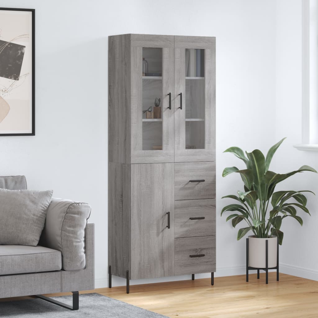 Berkfield Highboard Grey Sonoma 69.5x34x180 cm Engineered Wood