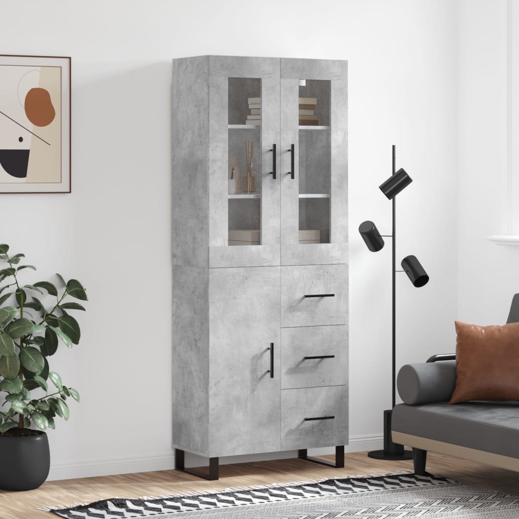 Berkfield Highboard Concrete Grey 69.5x34x180 cm Engineered Wood