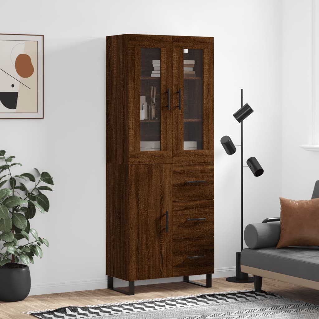Berkfield Highboard Brown Oak 69.5x34x180 cm Engineered Wood