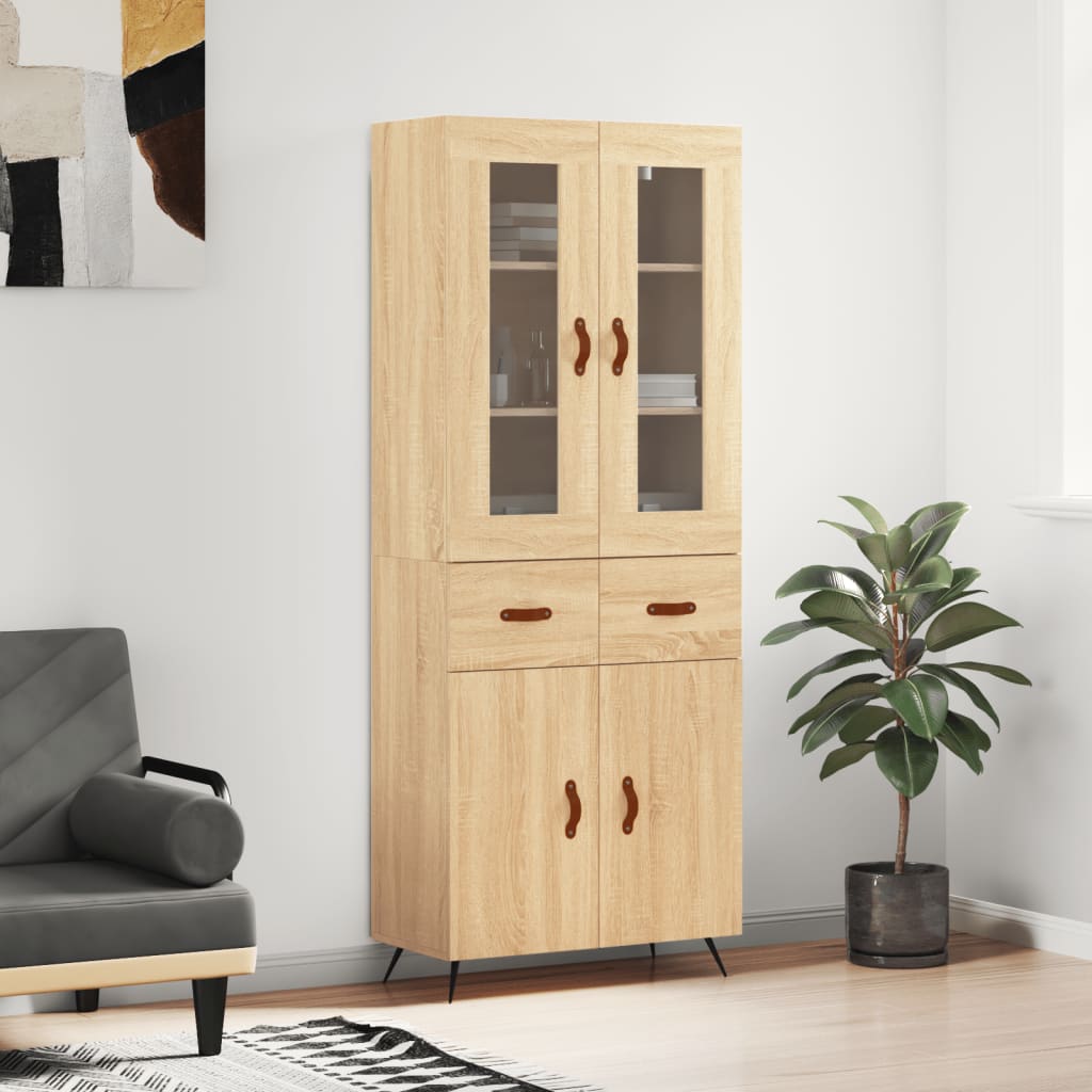 Berkfield Highboard Sonoma Oak 69.5x34x180 cm Engineered Wood